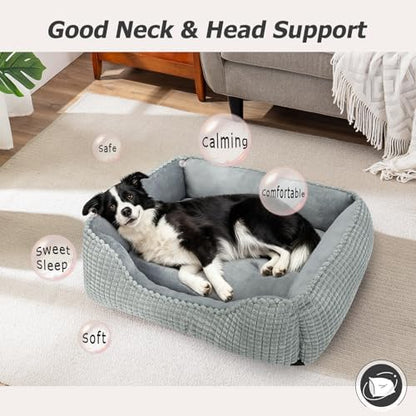 MIXJOY Dog Beds for Medium Dogs Washable, Rectangle Pet Bed Medium Size Dog, Orthopedic Sleeping Pet Sofa Bed, Soft Calming Cat Beds for Indoor Cats, Anti-Slip Bottom with Multiple Size