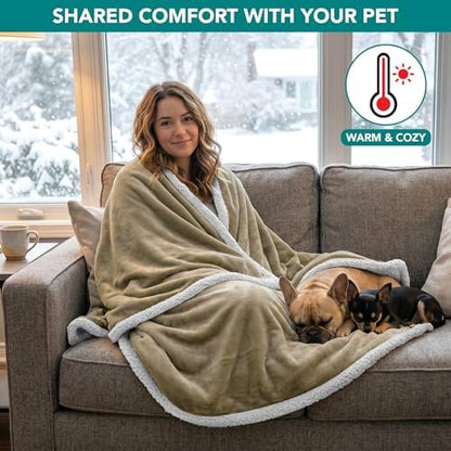 PetAmi Waterproof Dog Blanket for Small Dog Puppy Cat, 29x40, Taupe