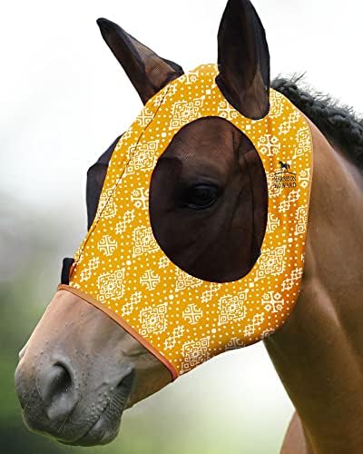 Harrison Howard Super Comfort Stretchy Fly Mask Large Eye Space with UV Protection Soft on Skin with Breathability Floral Retro Full (Large)