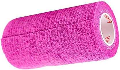 3 Inch Vet Wrap Tape Bulk (Fuchsia) (Pack of 24) Self Adhesive Adherent Adhering Flex Bandage Grip Roll for Dog Cat Pet Horse
