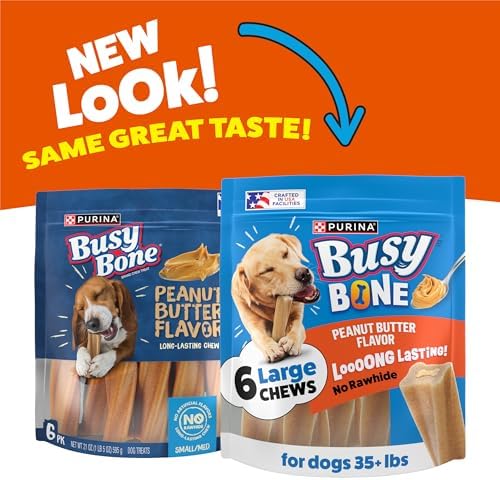 Purina Busy Bone Large Dog Chew Treats, Peanut Butter Flavor, 6 ct Pouch