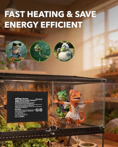 BN-LINK Reptile Heat Pad 6"X8" 8W for 10-20gal Under Tank Terrarium Heating Mat Waterproof for Turtle, Lizard, Frogs, Snake, Hermit Crab 2 Pack