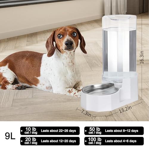 Sfozstra 9L Large Dog Water Dispenser: Gravity Design for Multiple Pets