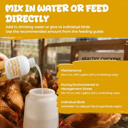 Liquid Poultry Nutritional Supplement for Chickens, Vitamins & Amino Acids