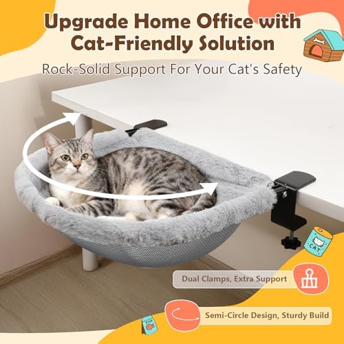 X-Large Cat Desk Bed for Home Office, 19"x15" Spacious Nest