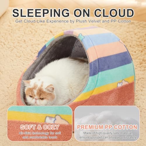 Cute Cat Beds for Indoor Cats, Cat Cave Bed for Kittens, Hideaway Cat House