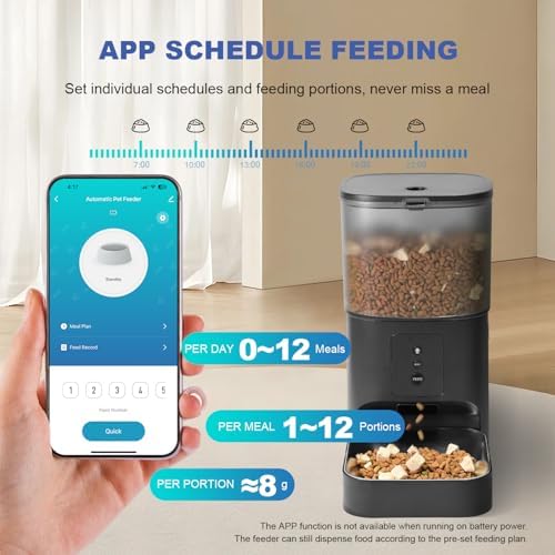 ANDOLL HOME 2.4G/5G Automatic Cat Feeder, 4L WiFi Food Dispenser with 10s Voice Recorder, Pet Feeder up to 10 Meals per Day, Timed Cat Feeder with Dry Food Sealed Ring
