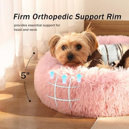NOYAL Donut Dog Bed for Small Medium Pets, Plush Calming Faux Fur