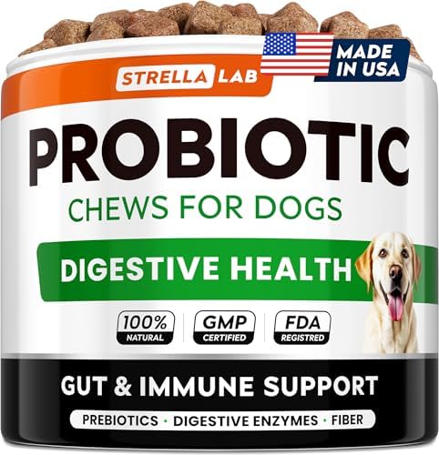 STRELLALAB Dog Probiotics for Digestive Health with Enzymes and Fiber