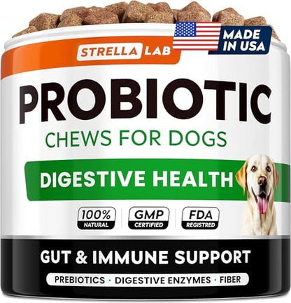 STRELLALAB Dog Probiotics for Digestive Health with Enzymes and Fiber