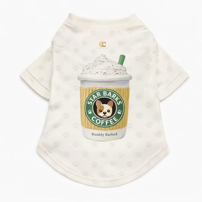 Luxury Designer Dog T Shirt – Trendy Puppy Clothes for Small Dogs, Fashion Pet Tee for French Bulldogs & Chihuahuas, Everything Chic Dog Apparel (StarbarksTee, Small)