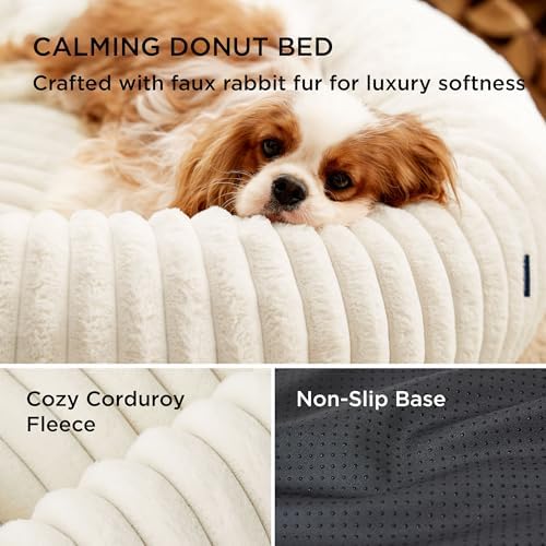 Bedsure ComfyFleece™ Donut Dog Beds Large Sized Dog with Washable Cover