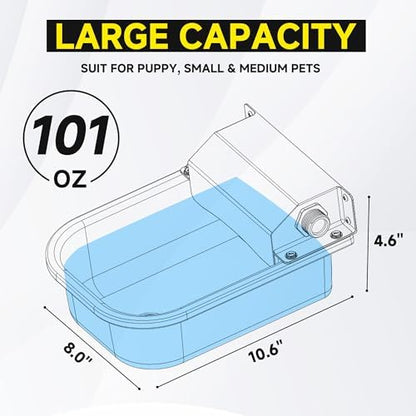 Automatic Water Dispenser for Dogs, 3L /101 oz 304 Stainless Steel Dog Water Feeder, Auto-Fill Large Waterer for Pets & Livestock, Outdoor Dog Water Bowl, Wide Mouth, Anti-tip, Easy to Clean