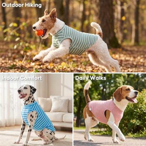 KYEESE 2Pack Waffle Dog Shirt for Small Dogs Striped Dog Sweater Tank Top