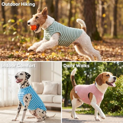 KYEESE 2Pack Waffle Dog Shirt for Small Dogs Striped Dog Sweater Tank Top