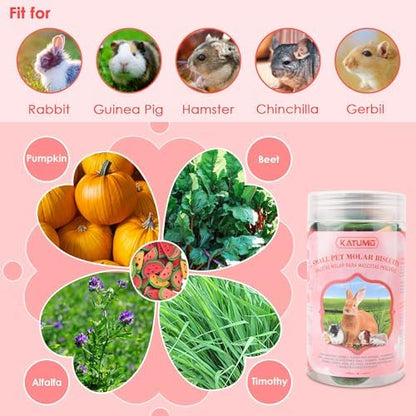 KATUMO Bunny Chew Toys, Rabbit Snacks Timothy Hay Treats for Guinea Pig