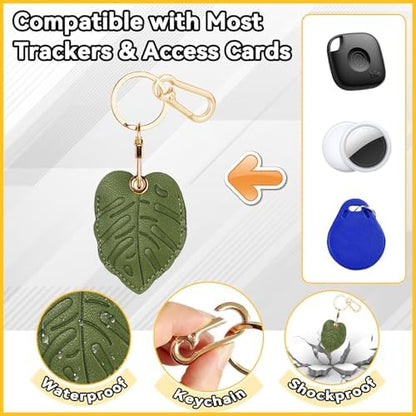 Leather Keychain Holder Case for AirTag, Cute Protective Cover for Apple Airtag KeyChain, GPS Tracker Item Finder