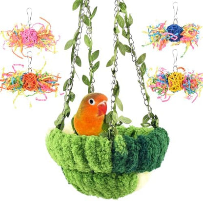 KATUMO Bird Nest, Conure Breeding Bed Parrotlet Snuggle Nest Lovebird Bed Bird Swing Bed for Small Birds, Size Small