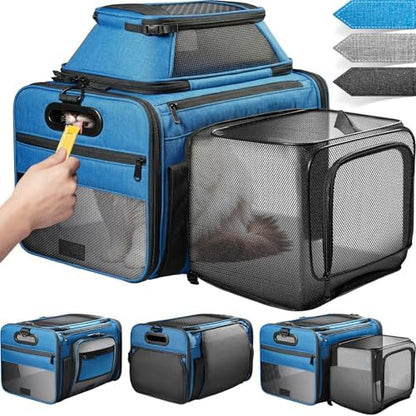 Top-Side Expandable Pet Carrier, Treat Window,18x11x11 Airline Approved