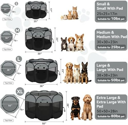 Siedihit Dark Grey Puppy Playpen for Large Dog Cat, Dogs Tent
