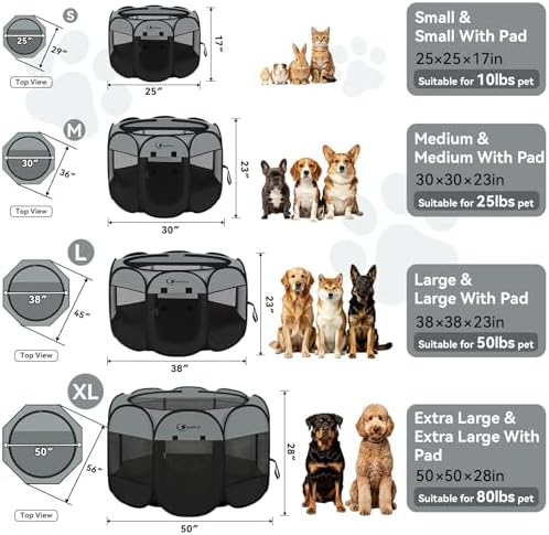 Siedihit Dog Cat Playpen, Puppy Pet Playpen Indoor for Dog Crate Tent