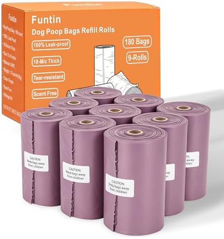 Funtin Dog Poop Bags, 180ct Extra Thick 1.8mil Unscented Waste Bag Rolls
