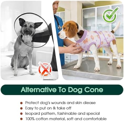 Kuoser Dog Surgery Recovery Suit, Soft Breathable Dog Recovery Suit for Female Spay Male Nueuter, Anti Licking Puppy Onesie Pet Surgical Suit for Dogs Abdominal Wounds Skin Disease, Bear M