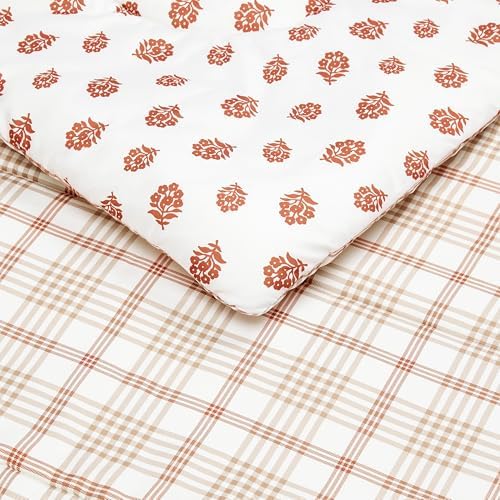 Amazon Basics Lightweight Polyester Microfiber Comforter Set, 3-Pieces, Off White Floral, King
