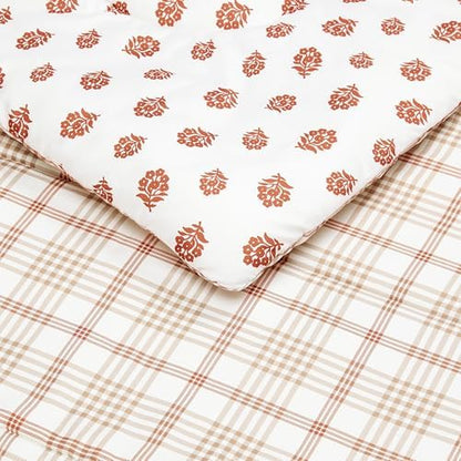 Amazon Basics Lightweight Polyester Microfiber Comforter Set, 3-Pieces, Off White Floral, King