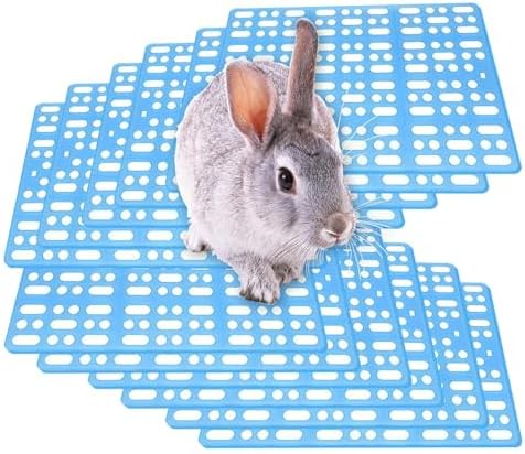 Hamiledyi 12Pcs Rabbit Cage Mats Small Animal Plastic Feet Pads Floor Mat for Pet Cats Dogs Bunny Hamster Rat Chinchilla Guinea Pig(Blue)