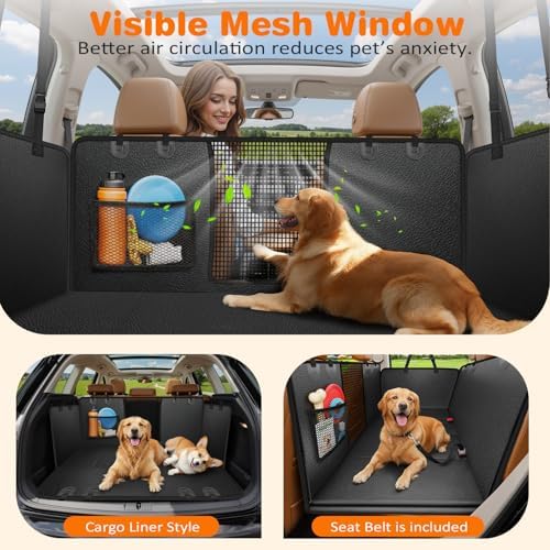 URPOWER Hard Bottom Dog Car Seat Cover for Back Seat, Waterproof Hammock