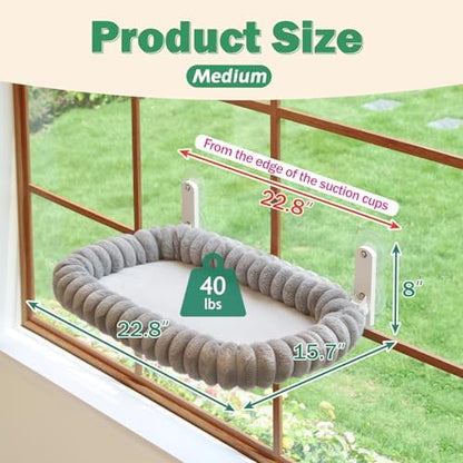 Zakkart SnugCloud Foldable Cat Window Perch (Gray, M)