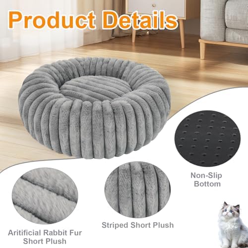 Washable Large Dog Bed,Fluffy Puppy Kitten Beds for Small Dogs(Grey,XL)