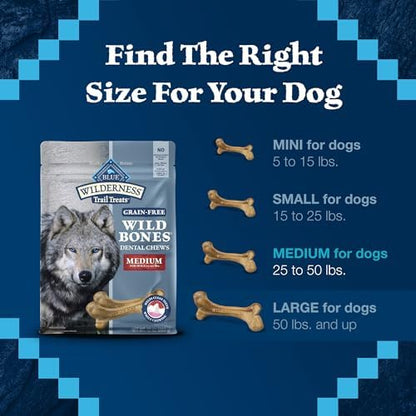 Blue Buffalo Wilderness Medium Dog Dental Chews, Grain-Free, 27 oz