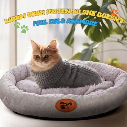 Zopeal 59 Pcs Cat Gift Set Bed Sweater Feather Wand Toy Launcher Gun