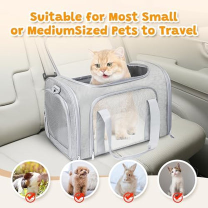 Cat Carrier Soft Up to 16 Lbs, Breathable Pet Travel Bag with Steel Frame