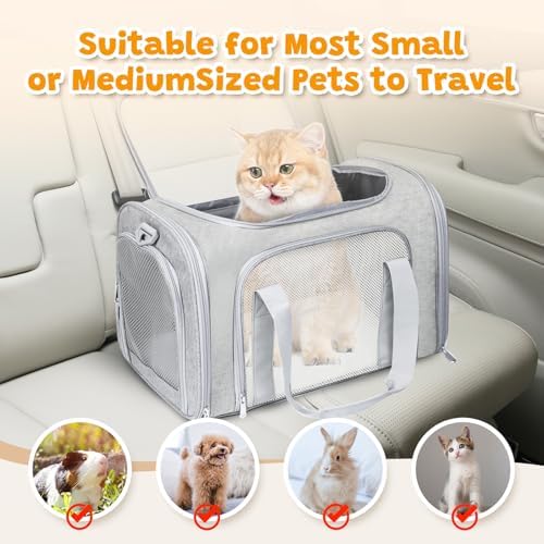 Large Cat Carrier Soft Up to 28 Lbs, Breathable Pet Bag with Steel Frame