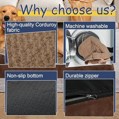 Orthopedic Dog Beds for Large Dogs, Memory Foam Dog Bed, Dog Sofa(Brown, L)