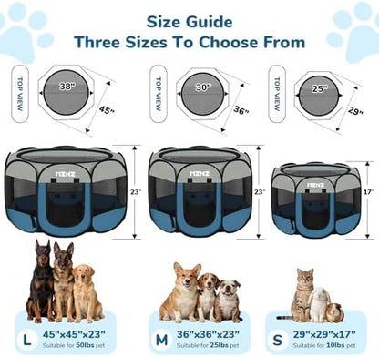 Dog Cat Small Animal Puppy Playpen Crate, Small, Grey Blue