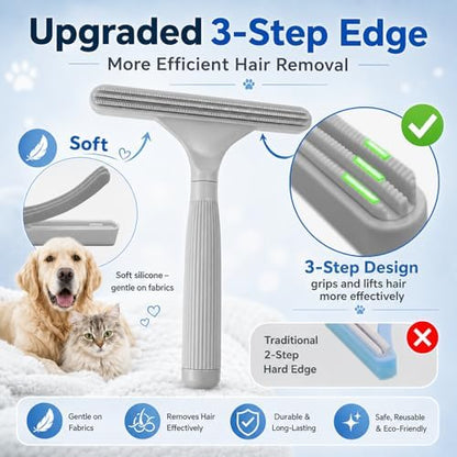 3 Pack Dog Cat Hair Remover, Carpet Rake and Fabric Lint Scraper