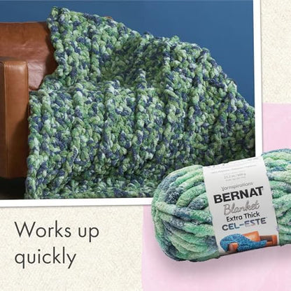 Bernat Blanket Extra Thick Cel-Este Chunky Yarn, Orion Green, 2-Pack
