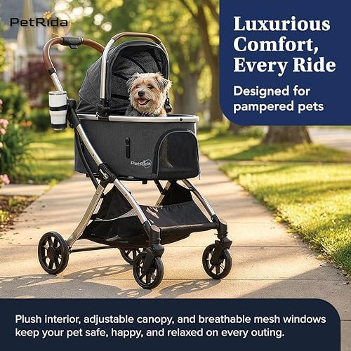Dog Stroller with Detachable Carrier for Small Dogs & Cats, Gray