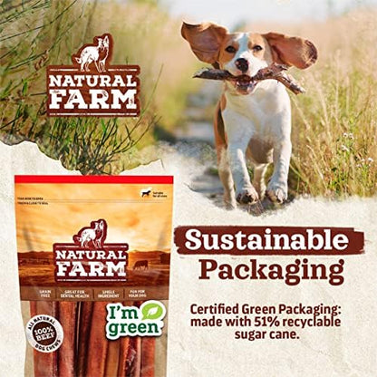Natural Farm Gullet Sticks Chews for Dogs, 6 Inch (25 Count), Single Ingredient Jerky Esophagus Treats, Rawhide-Free Natural Glucosamine & Chondroitin, Great for Puppies, Seniors & Light Chewers