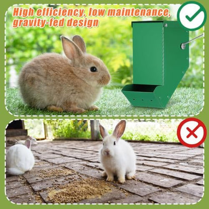 Maxcheck 2 Pcs Rabbit Feeder for Cages, 3.2 Inches, Mesh Bottom, Green