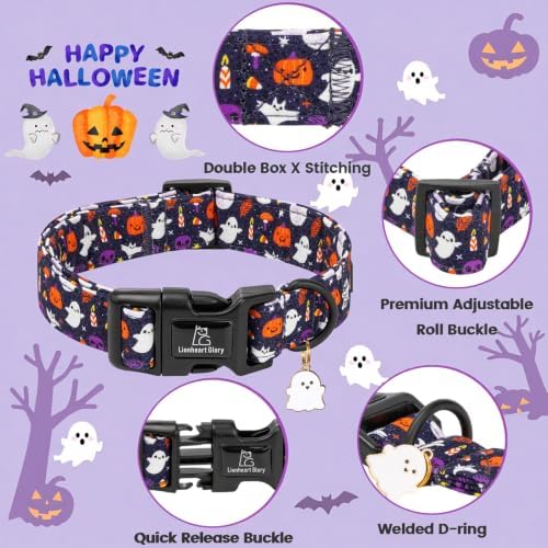 Lionheart glory Dog Collars Fall Halloween Pumpkin Collar Dog Heavy Comfortable Adjustable Dog Collar for X-Small Puppy Collar Dogs Girls Boys Dog Collar Party Pet Gift