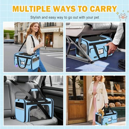 HUANLANG Large Cat Carrier Travel Soft Sided Pet Carrier Airline Approved