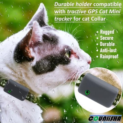 Silicone Holder for Tractive Cat Mini Tracker for pet Collar, Black,2 Packs