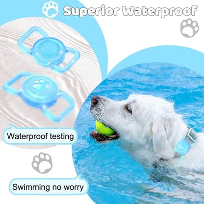 SANKALA Luminous Airtag Dog Collar Holder, Blue Glitter, 1 Pack