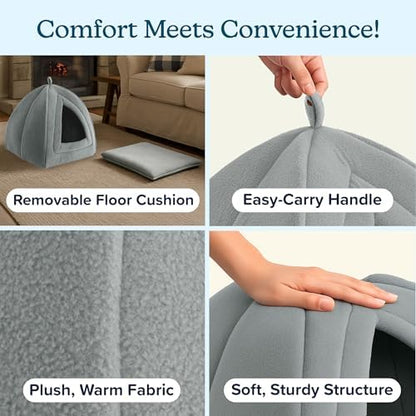 PETMAKER Indoor Cat House with Removable Foam Cushion, Gray, 13.5” x 15.75”