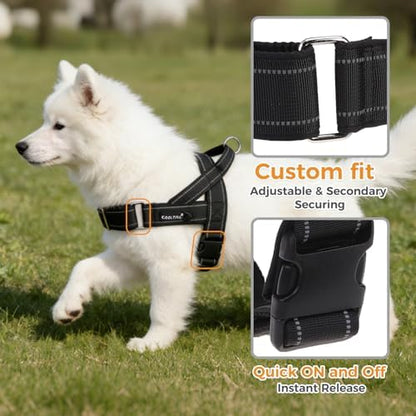 KOOLTAIL No Pull Harness Medium Size Dog with Handle, Easy Walk Puppy Vest Harness Neck & Chest Soft Paded Adjustable, Reflective Lightweight Escape Proof Breathable Mesh Pet Running Harness, Black M